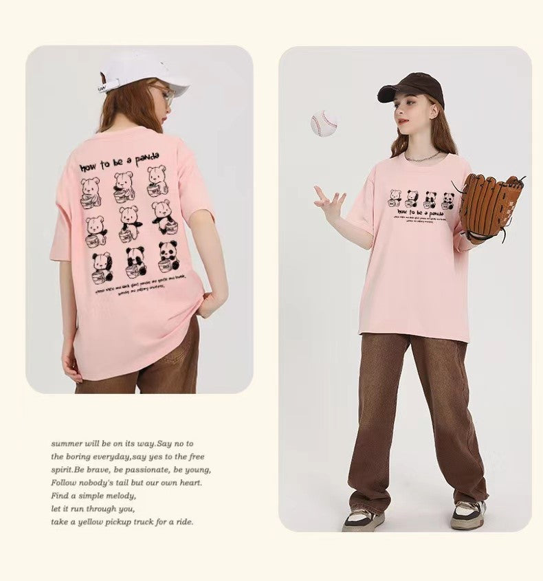 Panda Shirt, Panda Bear T-shirt, Printed Shirt in 4 Colors