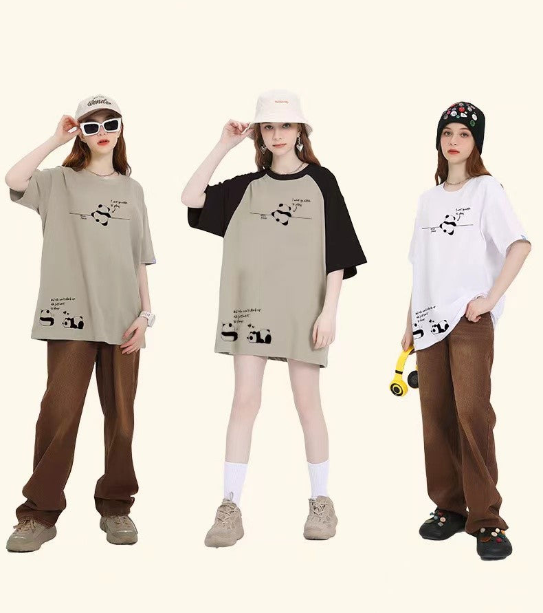 Camisa Panda, Camiseta Estampada con Panda Tres Hermanos en 6 Colores