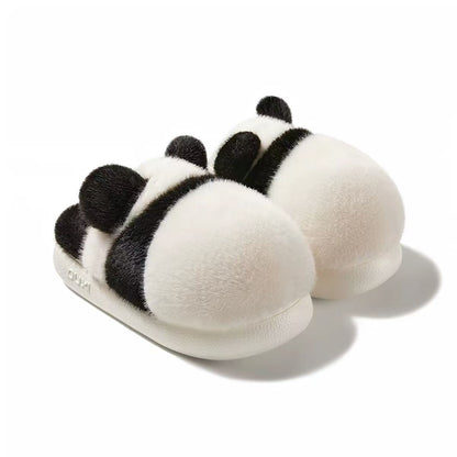Nuevas pantuflas de felpa estilo panda para invierno, diseño redondo en 4 colores