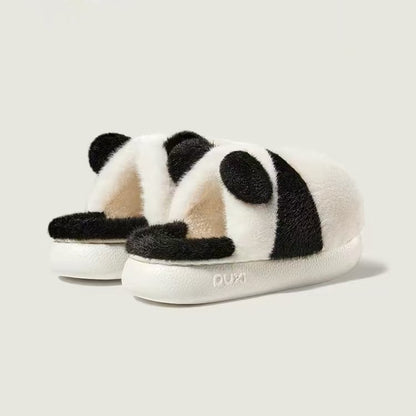 Nuevas pantuflas de felpa estilo panda para invierno, diseño redondo en 4 colores