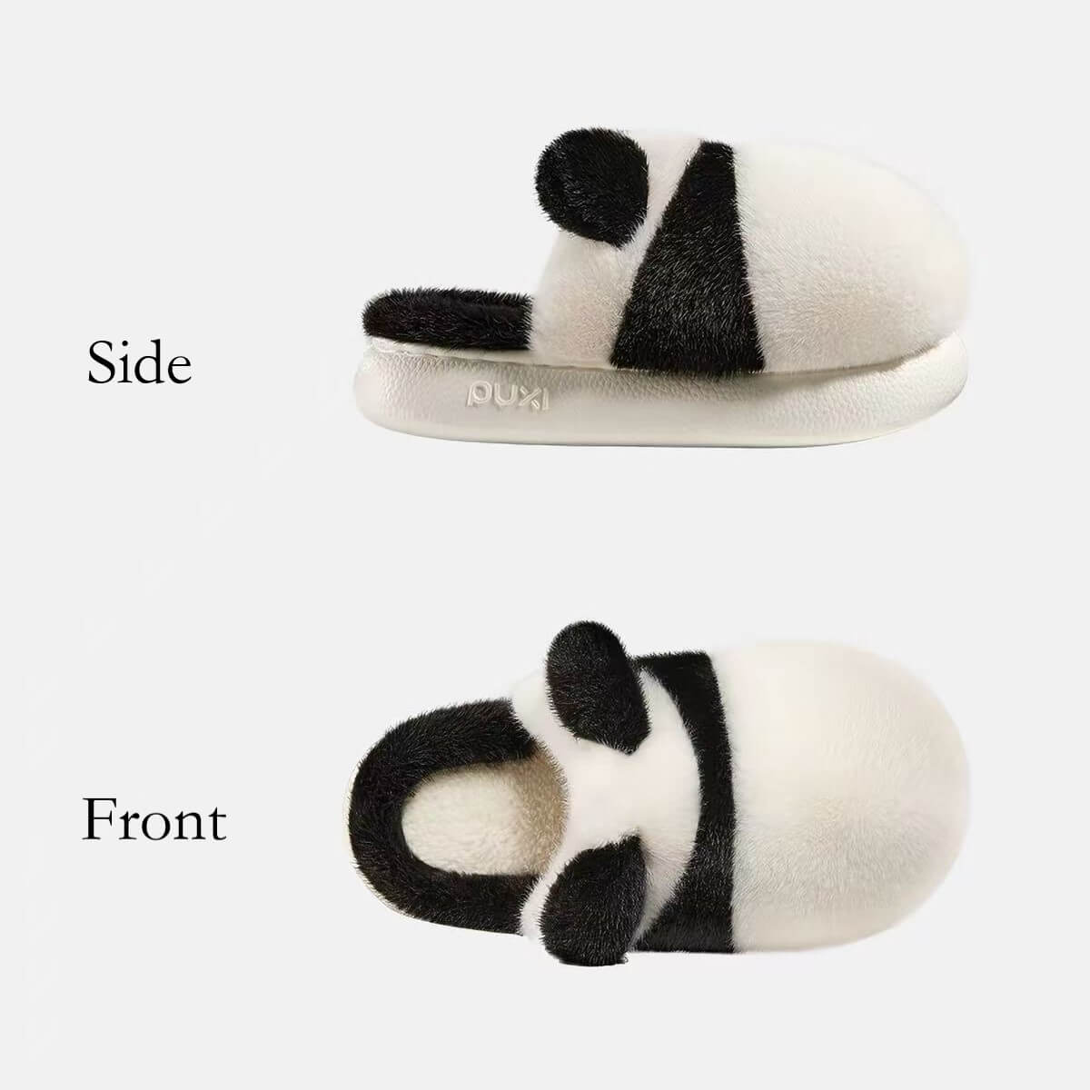 Nuevas pantuflas de felpa estilo panda para invierno, diseño redondo en 4 colores