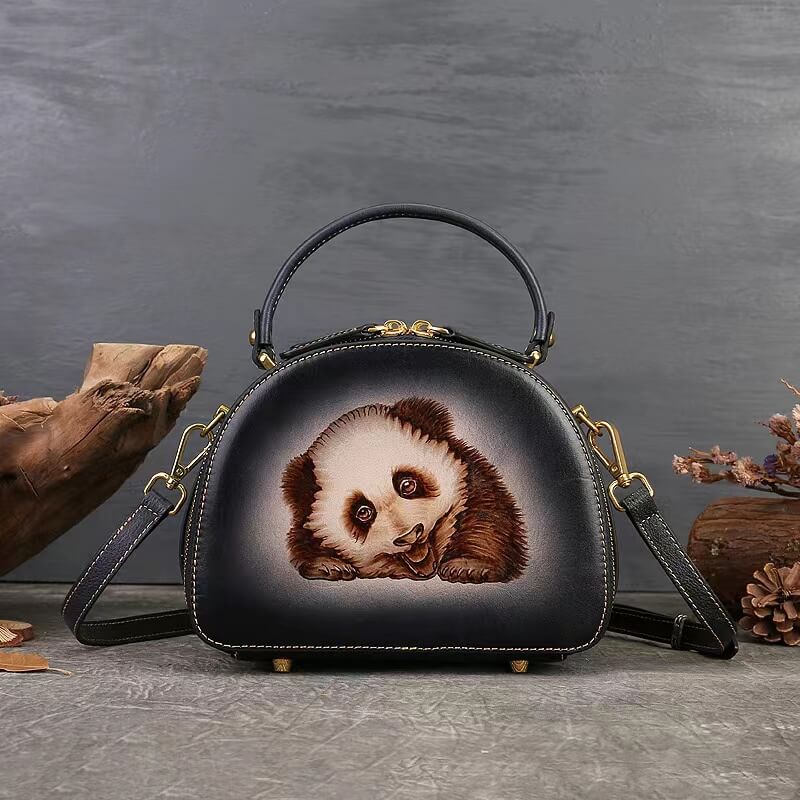 Body Bags Panda, Original Brown Leather Bag, Semicircular, in 2 Colors