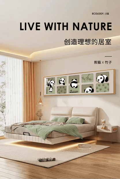 Panda Wall Art: Salon moderne Salon Encadré Art Encadré Sur Toile Impression