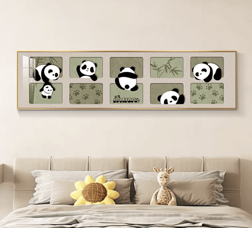 Arte de pared de panda: sala de estar moderna, arte enmarcado en lienzo