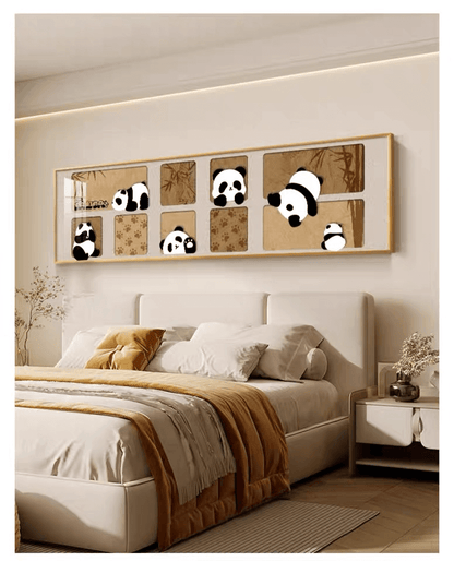Arte de pared de panda: sala de estar moderna, arte enmarcado en lienzo