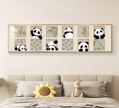 Panda Wall Art: Salon moderne Salon Encadré Art Encadré Sur Toile Impression