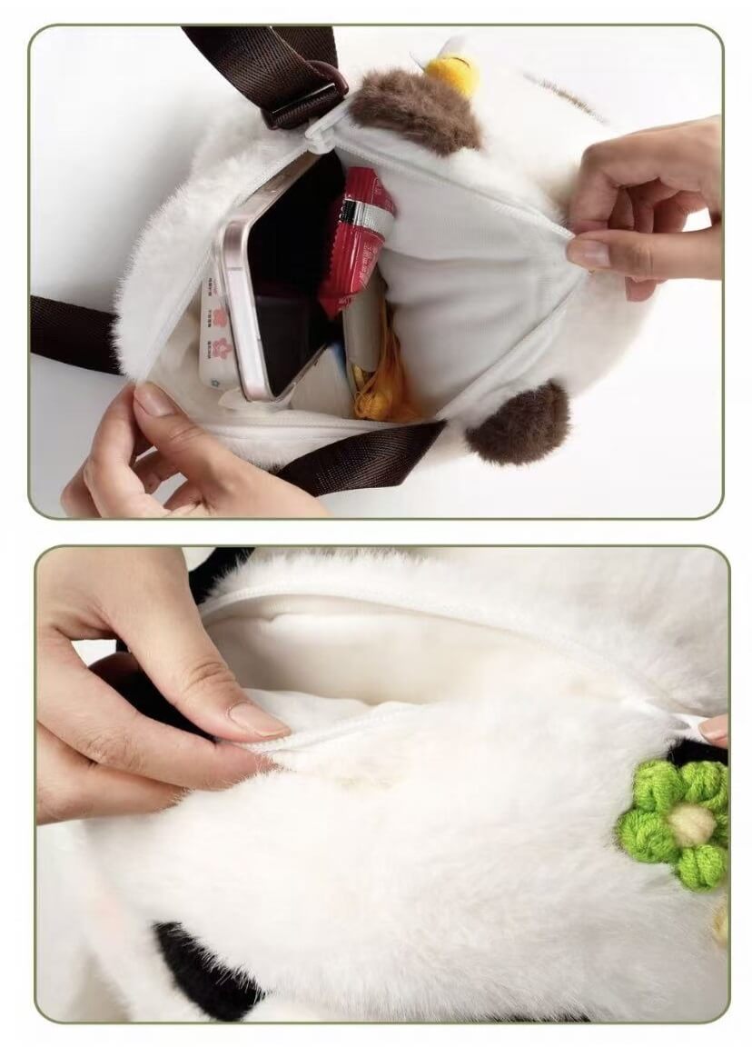 Sac à bandoulière en peluche et mignon, Qizai Panda, Hehua Panda