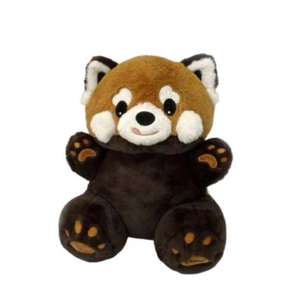 Grande peluche panda roux, avec yeux en forme de cœur, 15,5''