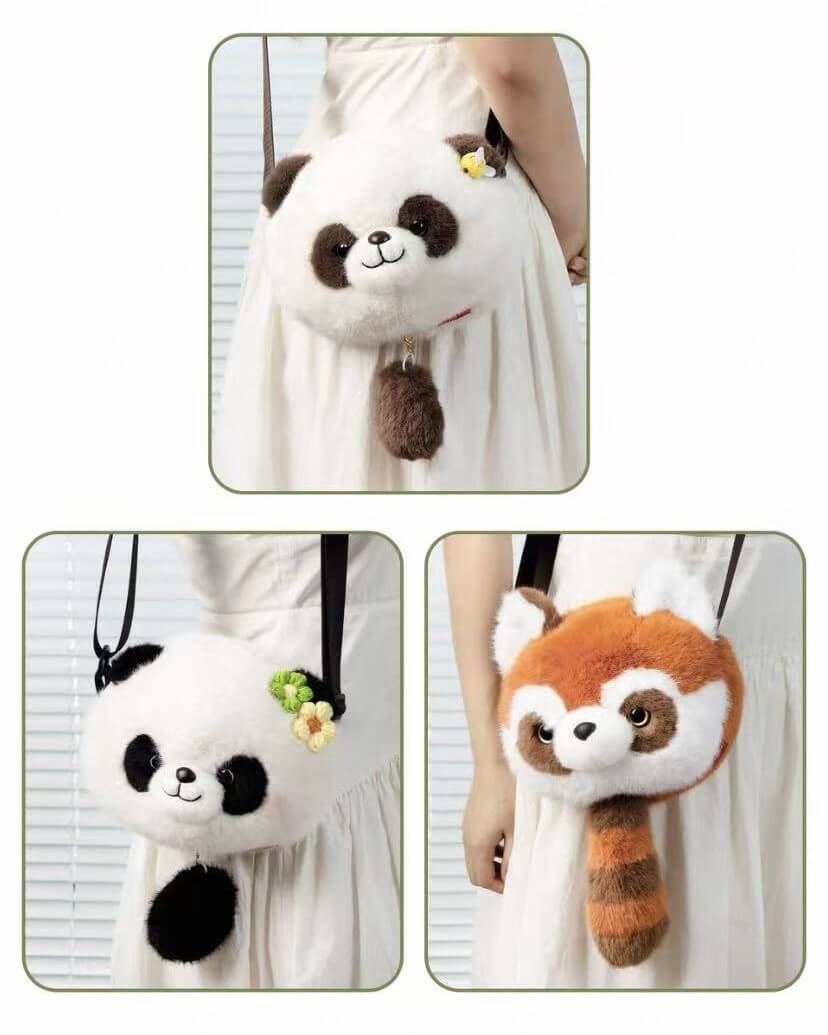 Sac à bandoulière en peluche et mignon, Qizai Panda, Hehua Panda