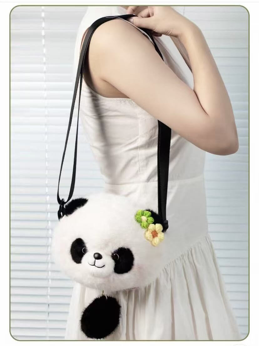 Sac à bandoulière en peluche et mignon, Qizai Panda, Hehua Panda