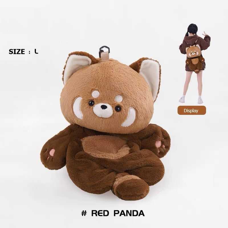 Mochila grande de panda rojo, mochila de peluche Kwaii