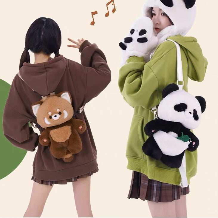 Mochila grande de panda rojo, mochila de peluche Kwaii