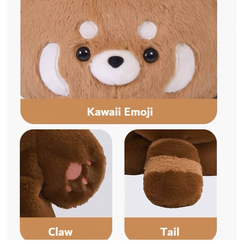 Mochila grande de panda rojo, mochila de peluche Kwaii