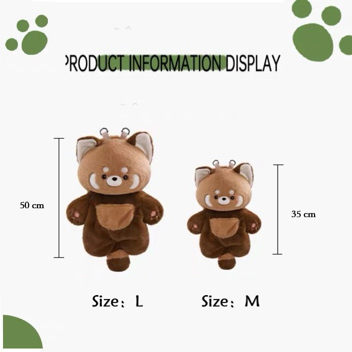 Mochila grande de panda rojo, mochila de peluche Kwaii