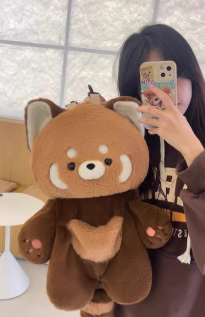 Mochila grande de panda rojo, mochila de peluche Kwaii