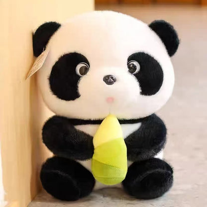 Oso Panda de Peluche Pequeño con Bambú, 9,84''