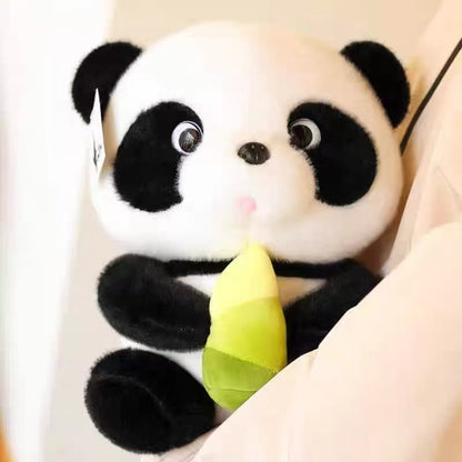 Oso Panda de Peluche Pequeño con Bambú, 9,84''